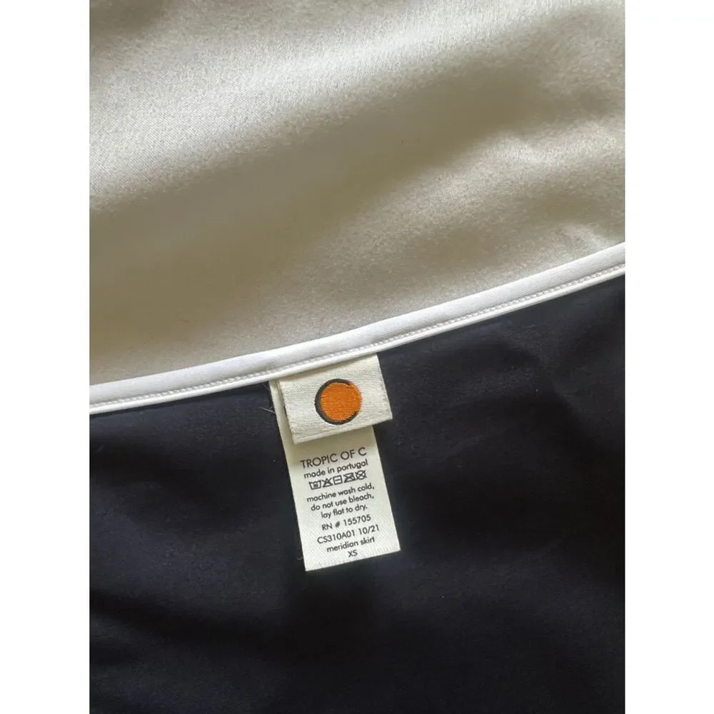 Black Mini Skirt with White Trim and Side Tie